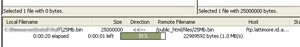 25Mb file speed test, transferring at over 1MB/s