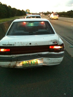 Ford Telstar, after being rear ended by a Toyota Camry