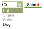 Compliant rendering of a disabled option element