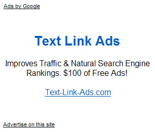 Google Adsense showing advertising for Text Link Ads (an up and coming competing online advertiser) - the irony