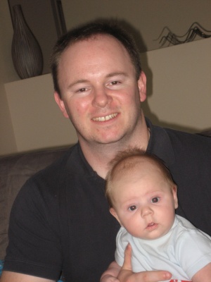 Hugo Lattimore in Dad's arms when he was approximately 4 months old