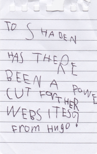 Hugo's letter to Shaden