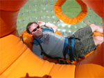 Alistair Lattimore Zorbing at Pimpama, Gold Coast